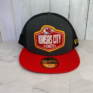 New Era Kansas City Chiefs 59Fifty Draft Day Fitted Hat Sz 7 3/8 Black Red Kelce